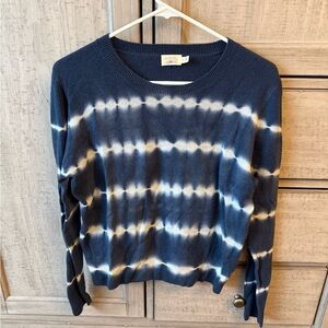 Tie-Dye Cashmere Crewneck Sweater - Navy & White
